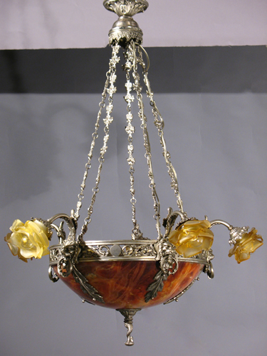 8-Light Bronze Amber Alabaster Inverted Dome